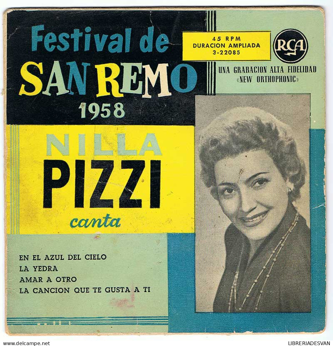 Festival De San Remo 1958. Nilla Pizzi Canta En El Azul Del Cielo + 3. EP - Sin Clasificación