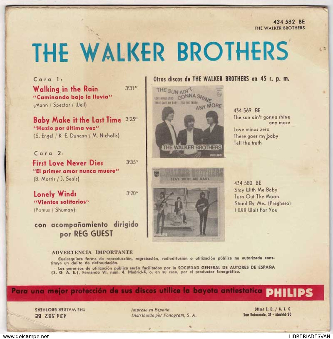 The Walker Brothers - Walking In The Rain / Baby Make It The Last Time / First Love Never Dies / Lonely Winds. EP - Ohne Zuordnung