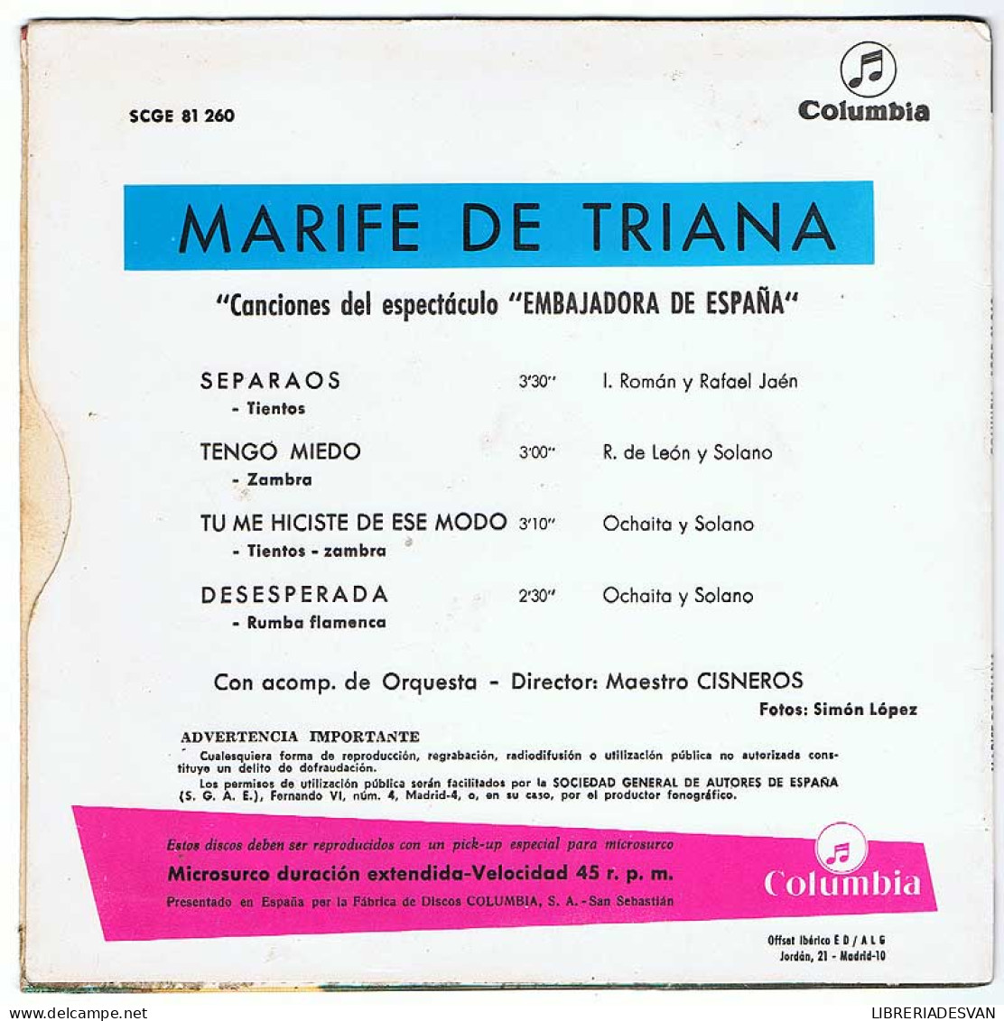 Marife De Triana - Separaos. Tengo Miedo. Tu Me Hiciste De Ese Modo. Desesperada. EP - Ohne Zuordnung