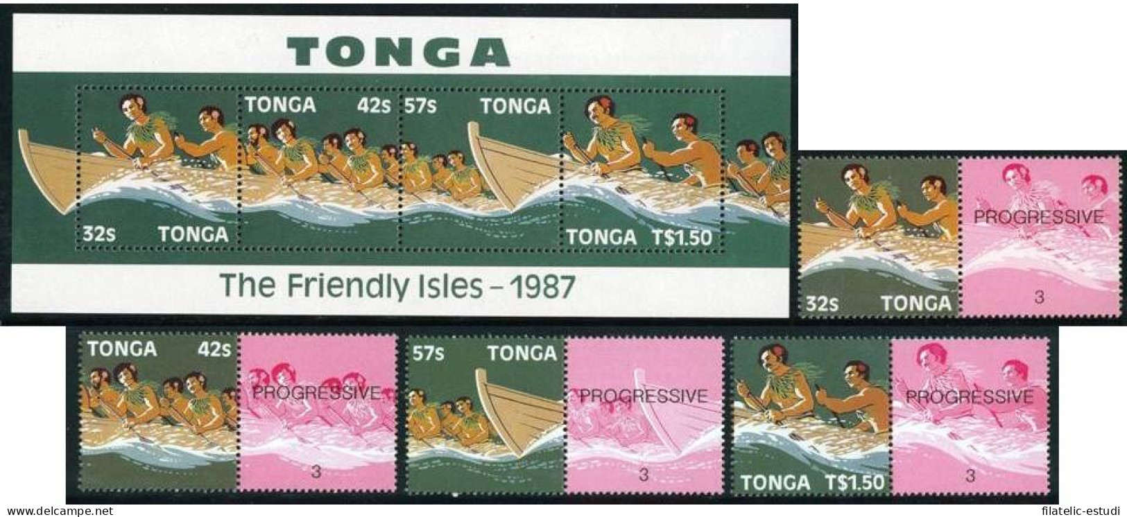 DEP5 Tonga 668/71 + HB 9  1987  MNH - Tonga (1970-...)