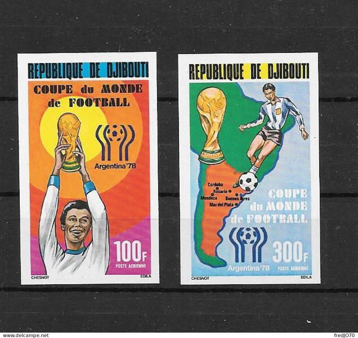 Djibouti Série Complète Non Dentelé Imperf Football CM 78 ** - 1978 – Argentine