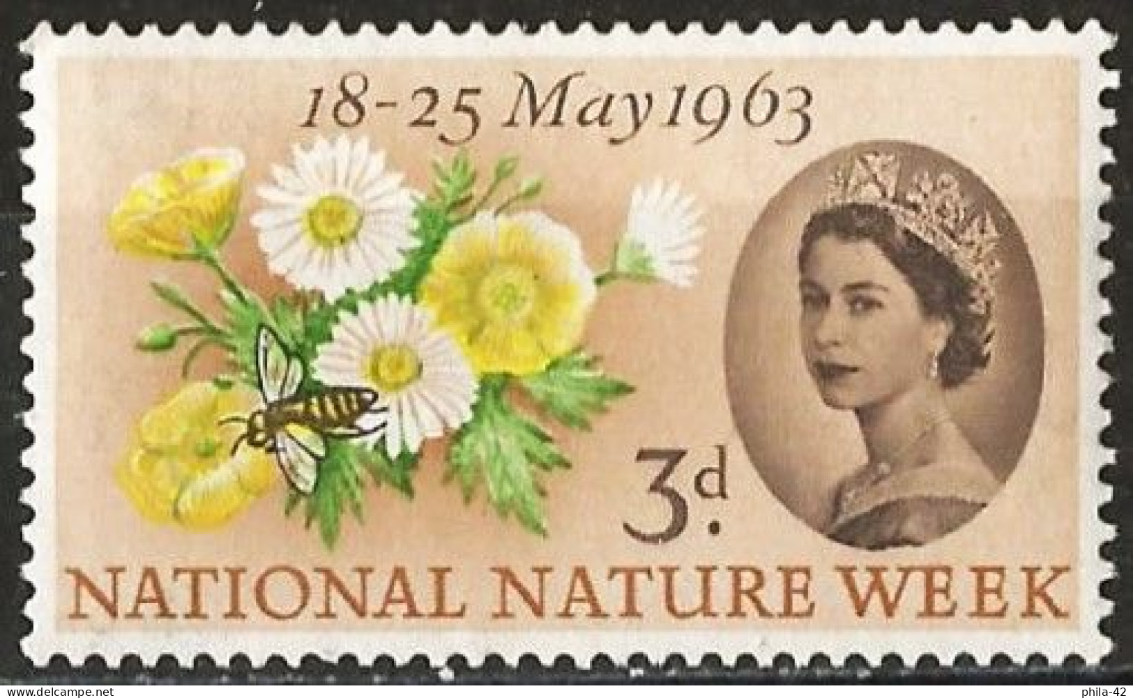 Great Britain 1963 - Mi 357 - YT 373 ( Week Of The Nature : Honey Bee ) MH* - Nuevos