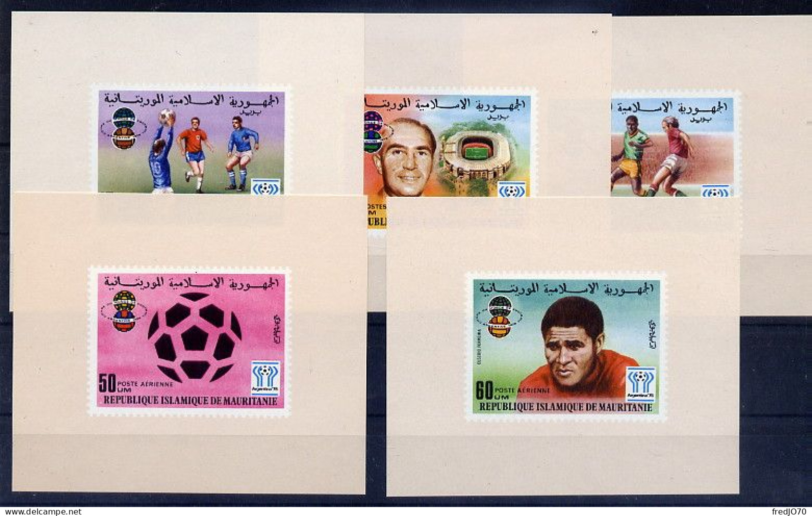 Mauritanie Série Complète Blocs Non Dentelé Imperf Football CM 78 ** - 1978 – Argentine