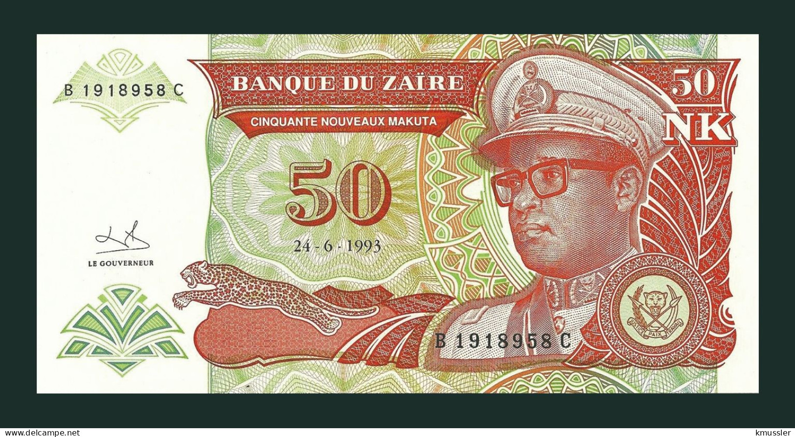 # # # Banknote Zaire 50 Nouveau Makuta 1993 (P-51) UNC # # # - Zaïre