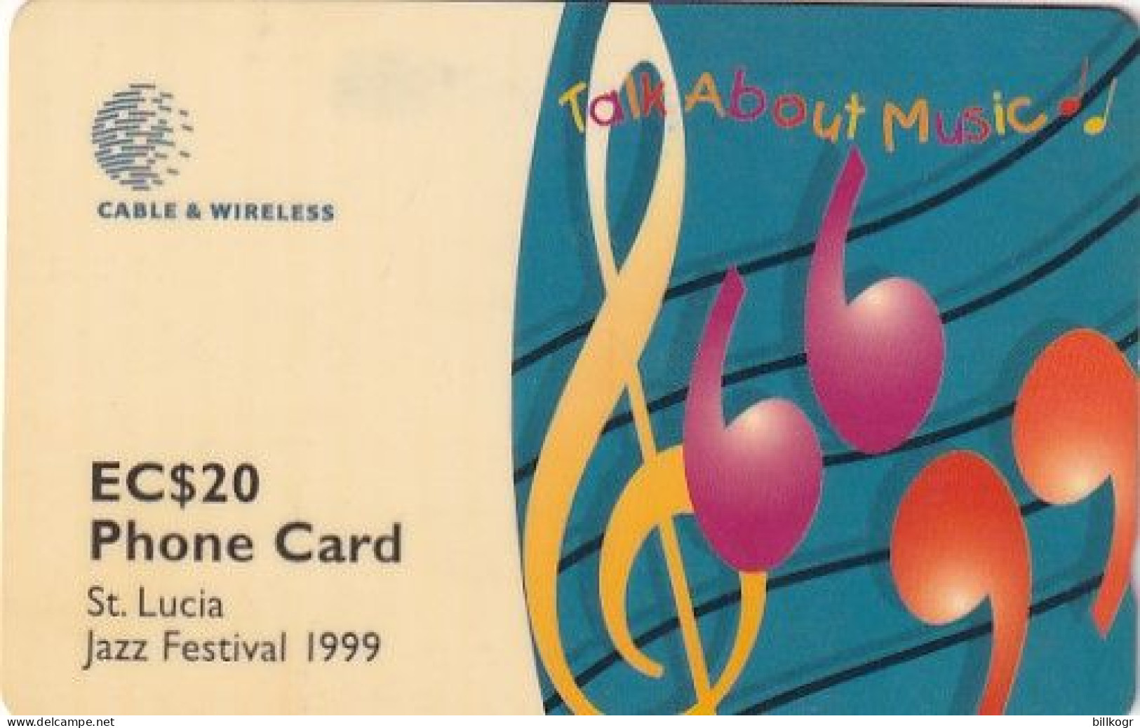 ST.LUCIA ISL.(GPT) - Jazz Festival 1999, CN : 288CSLB/B(Ml, Normal 0), Tirage %20000, Used - Santa Lucia