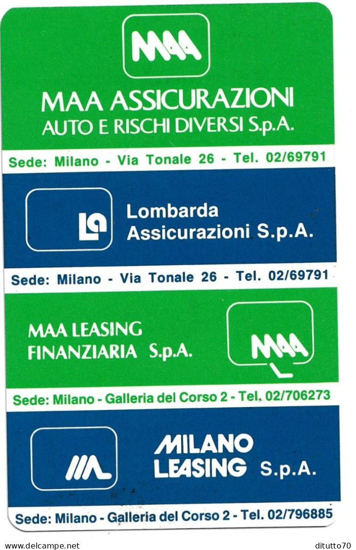 Calendarietto - MAA - Assicurazioni - Anno 1986 - Petit Format : 1981-90