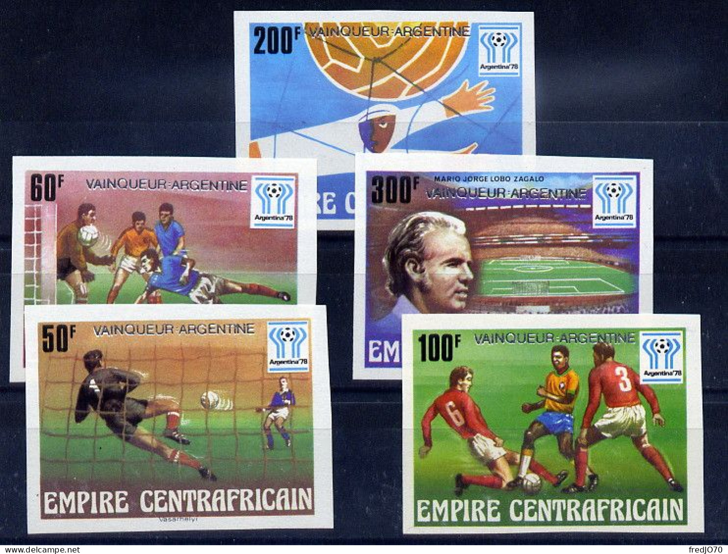 Centrafrique Central Africa Série Complète Surch. Ovpt Non Dentelé Imperf Football CM 78 ** - 1978 – Argentine