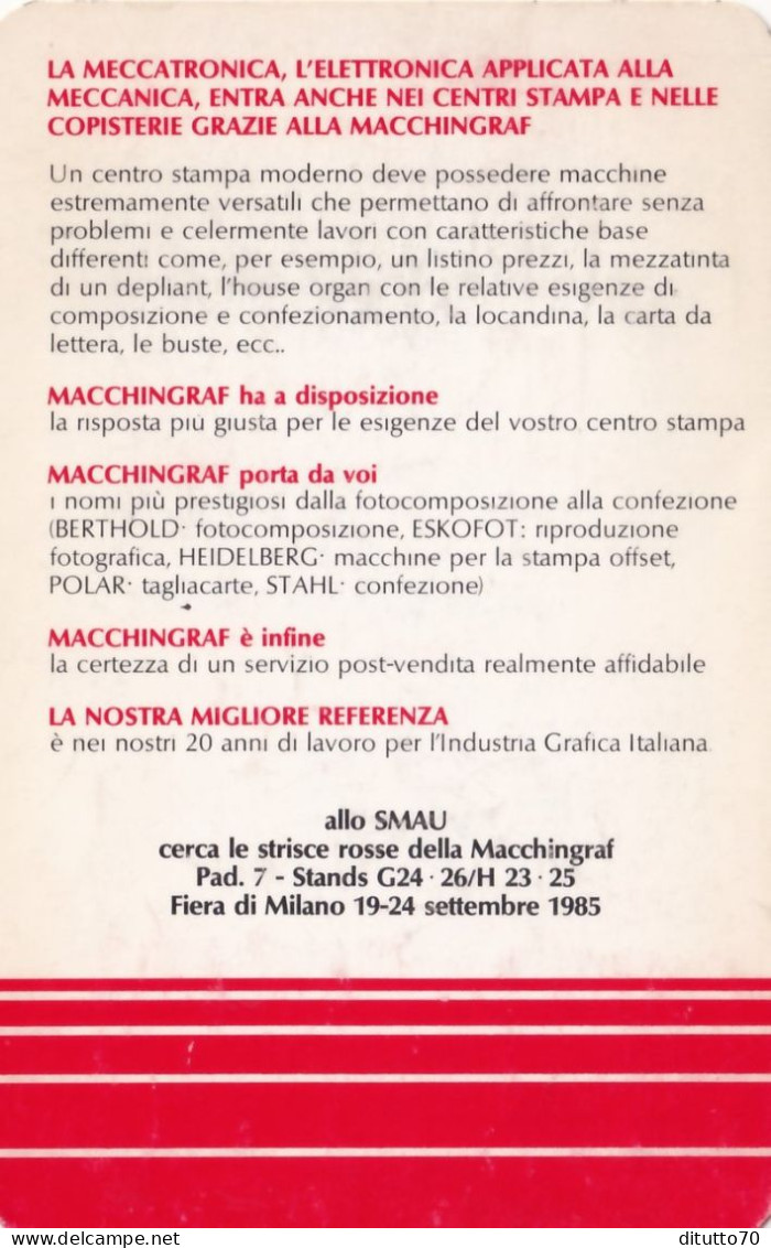 Calendarietto - SMAU - Cerca Le Strisce Rosse Della Macchingraf - Milano - Anno 1986 - Petit Format : 1981-90