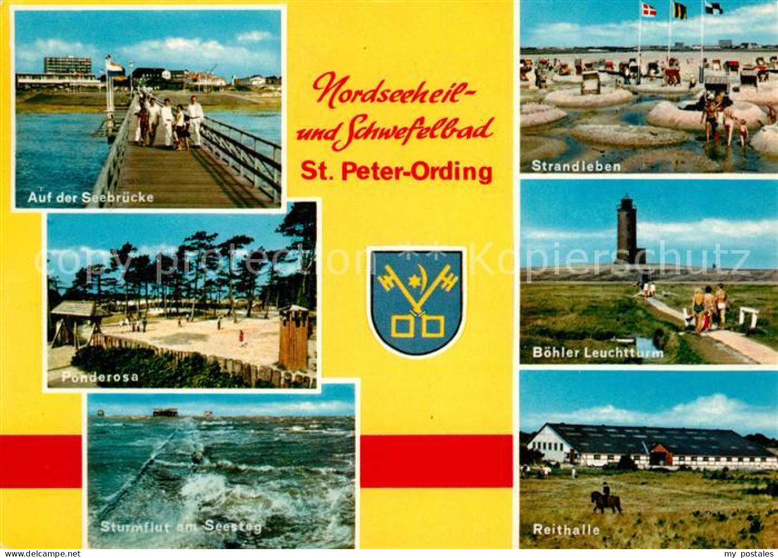 73158929 Peter-Ording St Leuchtturm Strandleben Seebruecke Sturmflut Reithalle P - St. Peter-Ording