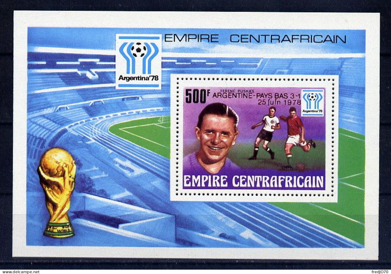 Centrafrique Central Africa Bloc Surch. Rouge Red Ovpt Football CM 78 ** - 1978 – Argentine