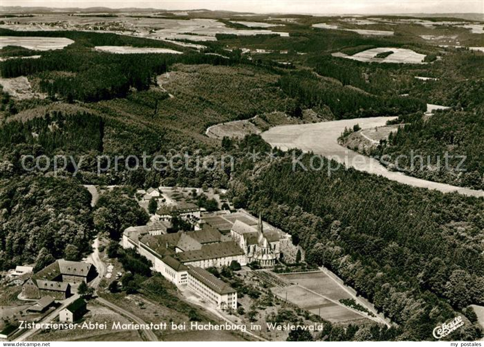 73158533 Hachenburg Westerwald Fliegeraufnahme Zisterzienser-Abtei Marienstatt   - Hachenburg