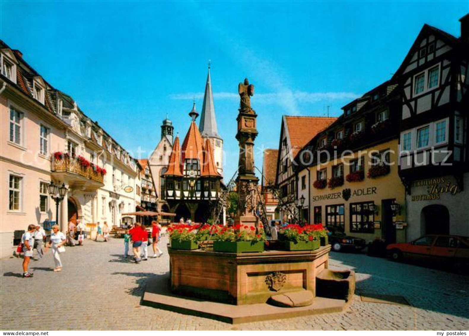 73158502 Michelstadt Marktbrunnen Rathaus Michelstadt - Michelstadt