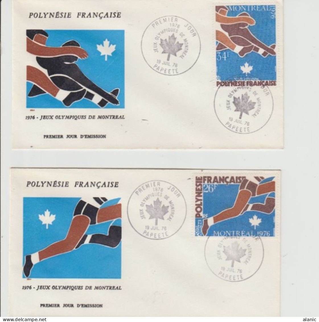 POLYNESIE. 2  FDC. N° PA 110. +N°111 // JEUX OLYMPIQUES DE MONTREAL  1976-. PAPEETE.19 JUILLET 1976 - FDC