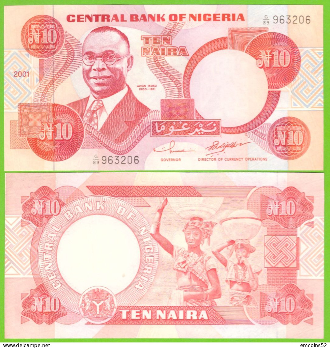 NIGERIA 10 NAIRA 2001 P-25f  UNC - Nigeria