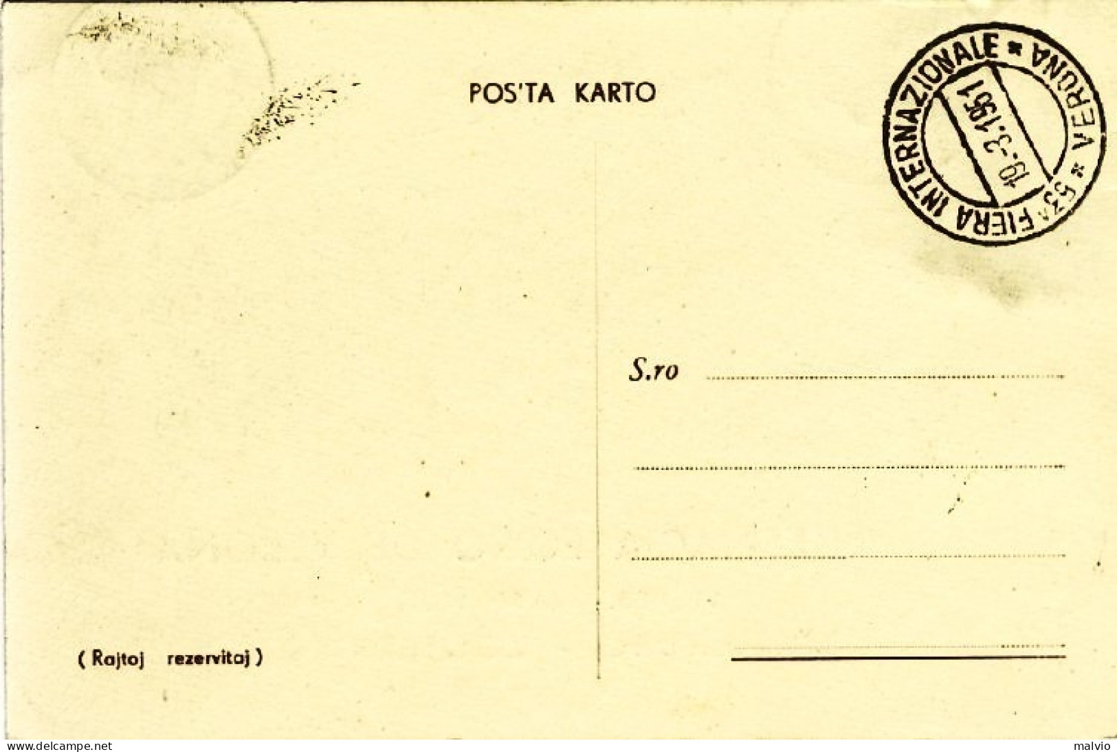1951-cartolina Commemorativa Con Diciture In Esperanto 53 Fiera Internazionale D - Esperanto