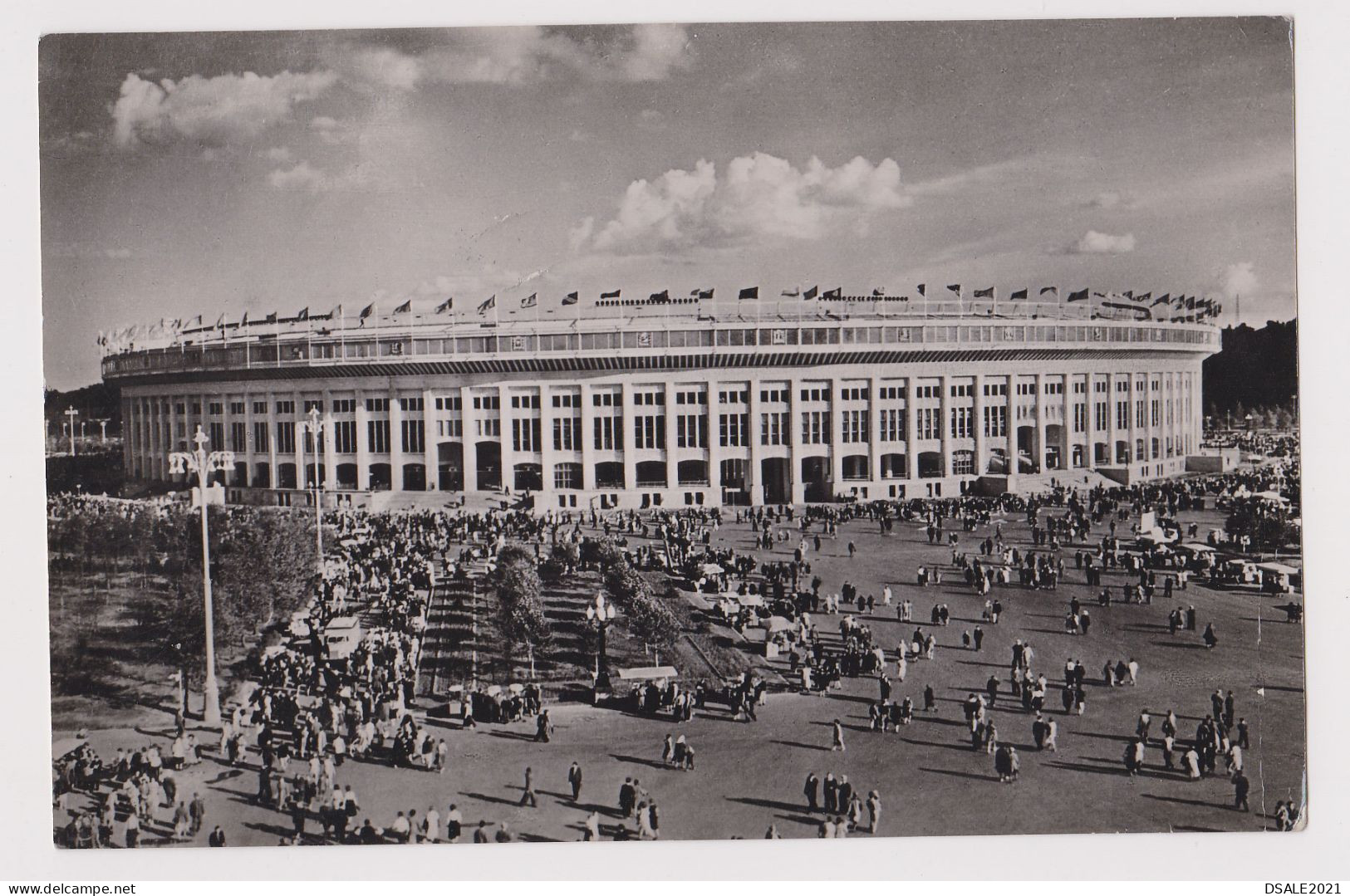 Soviet Union USSR Russia Moscow 1950s LENIN Stadium Front View, Vintage Photo Postcard RPPc W/Topic Stamp Abroad (265) - Stadiums