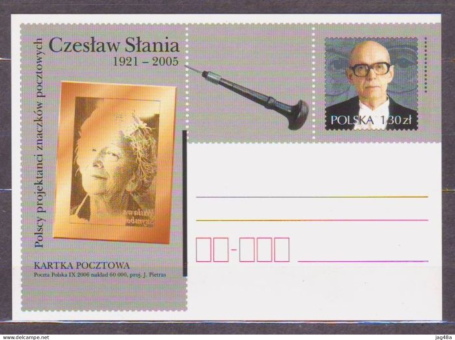 POLAND..2006/CZESLAW SLANIA, Polish Postage Stamp And Banknote Engraver.. PostCard/unused. - Cartas & Documentos