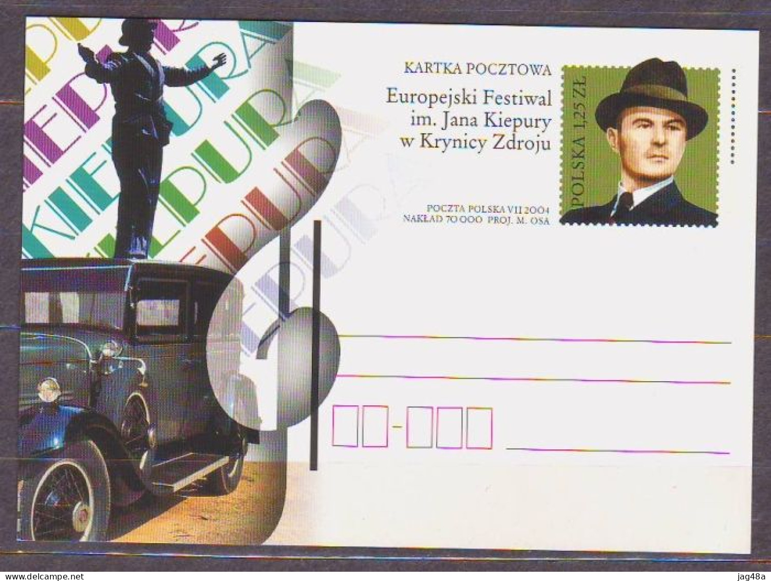 POLAND..2004/Jan Kiepura - European Singers Festival/Krynica Zdroj .. PostCard/unused. - Covers & Documents
