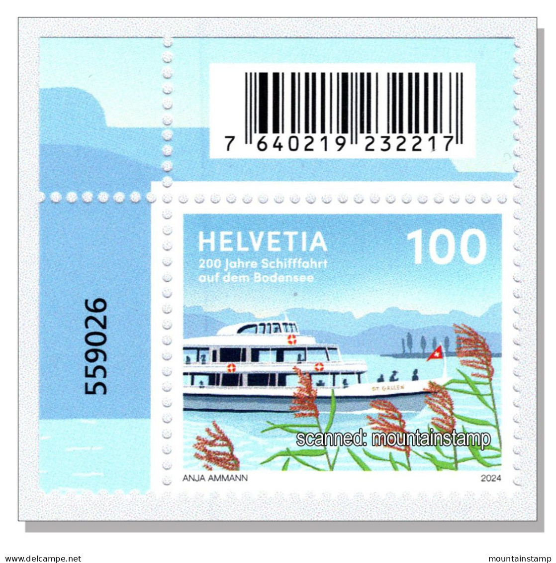 Suisse Switzerland 2024 (1/2024) 200 Jahre Schiffahrt Bodensee Lake Constance Schiff Ship  MNH ** Barecode - Nuevos