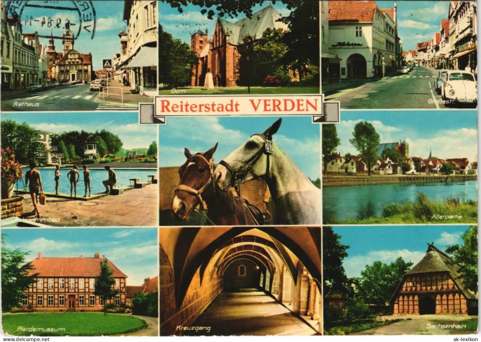 Verden (Aller) Mehrbild-AK Mit Schwimmbad, Pferde-Museum, Strassen, Rathaus 1985 - Verden