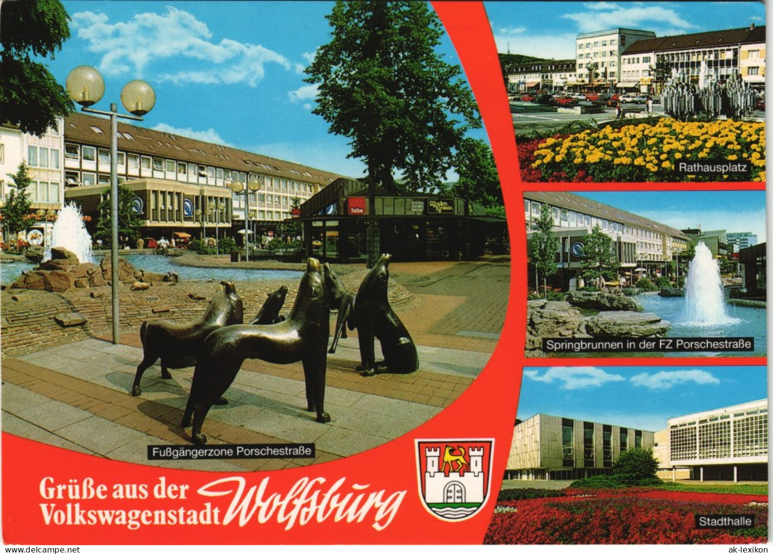 Wolfsburg Mehrbild-AK Mit Fußgängerzone Porschestraße, Stadthalle Uvm. 1980 - Wolfsburg