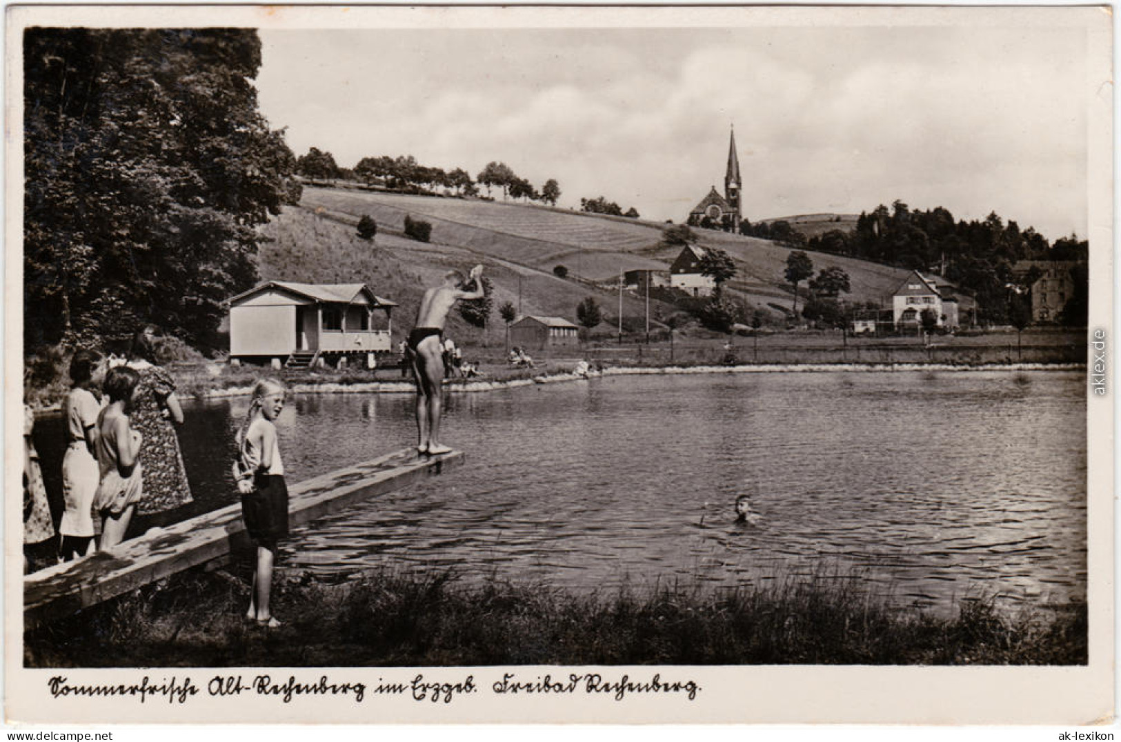 Rechenberg Bienenmühle Freibad - Sprungturm 1937 - Rechenberg-Bienenmühle