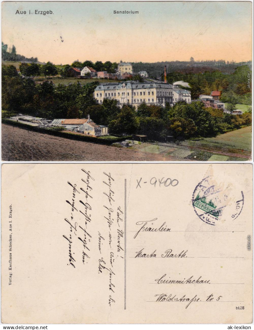 Aue (Erzgebirge) Sanatorium Ansichtskarte 1914 - Aue