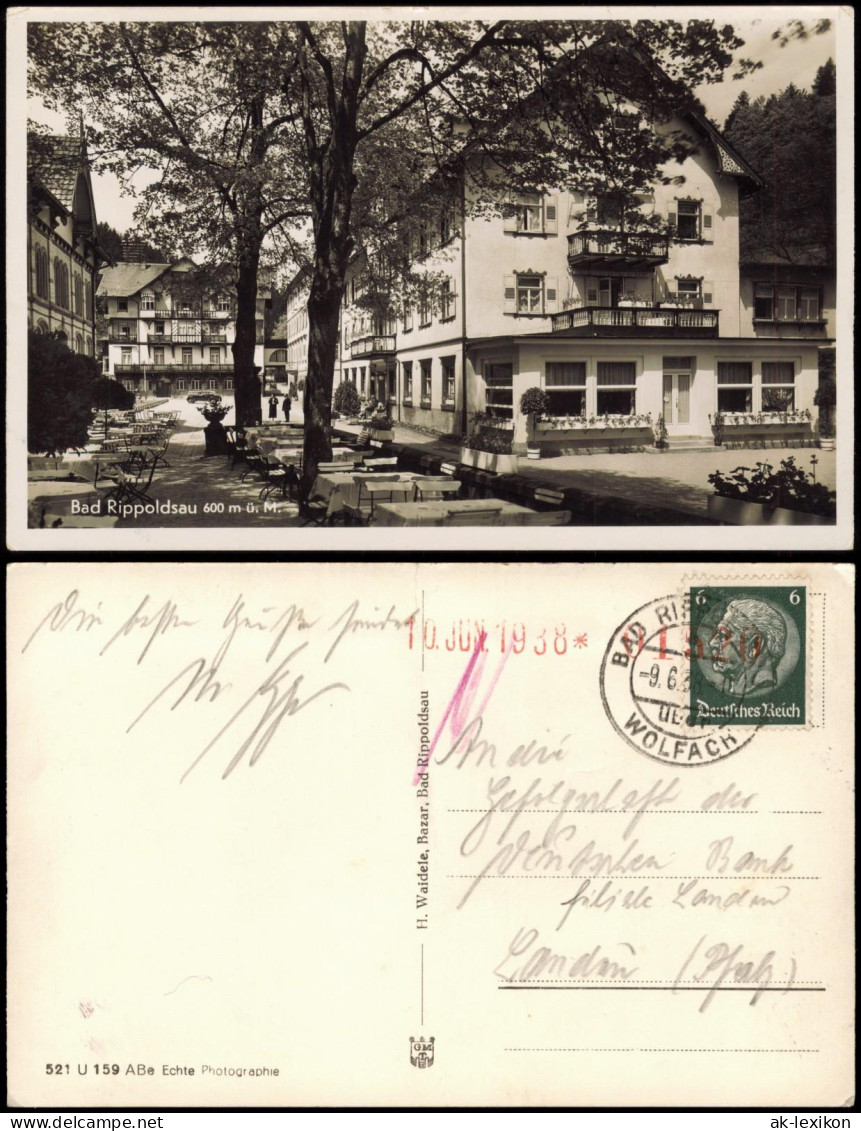 Bad Rippoldsau-Schapbach Restaurant 1938  Gel. Landpoststempel über Wolfach - Bad Rippoldsau - Schapbach