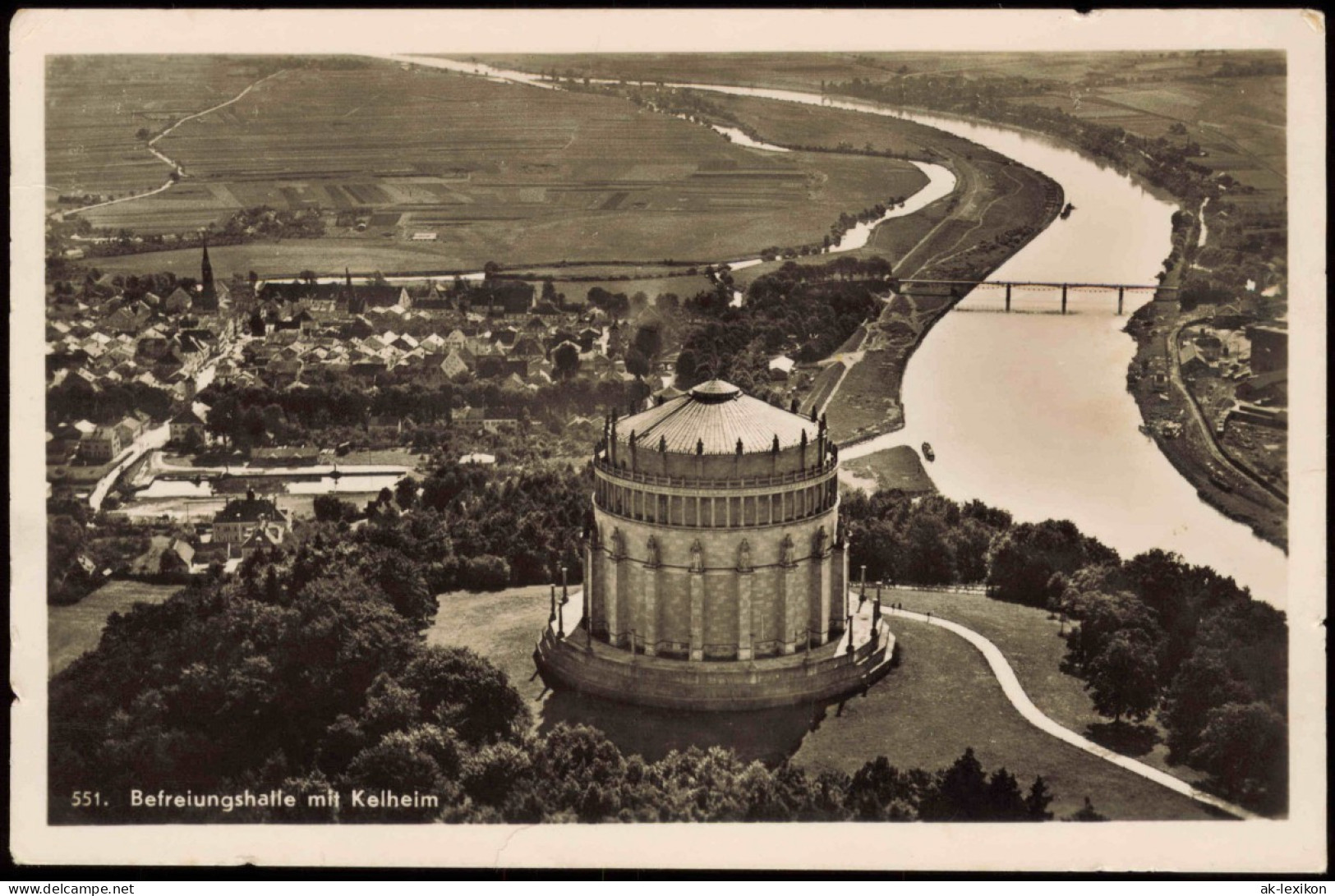 Ansichtskarte Kelheim Luftbild Befreiungshalle Stadt 1936 - Kelheim