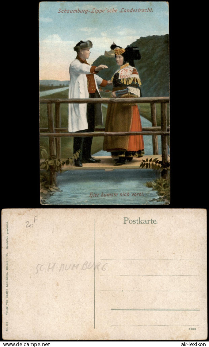 Ansichtskarte Bückeburg Schaumburg-Lippe'sche Landestracht. Frau Mann 1914 - Bueckeburg