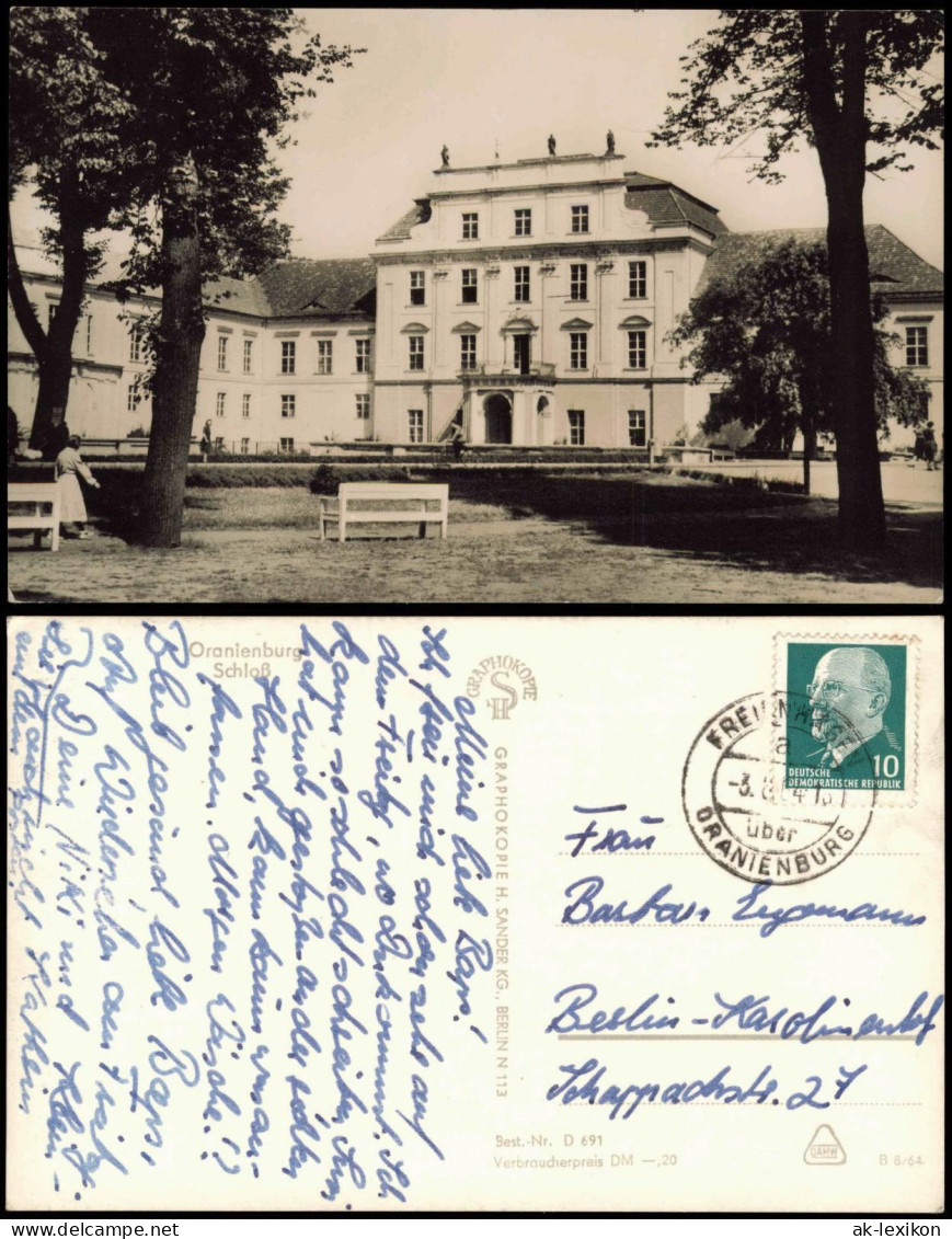 Ansichtskarte Oranienburg Schloß 1964  Gel. Landpoststempel - Oranienburg