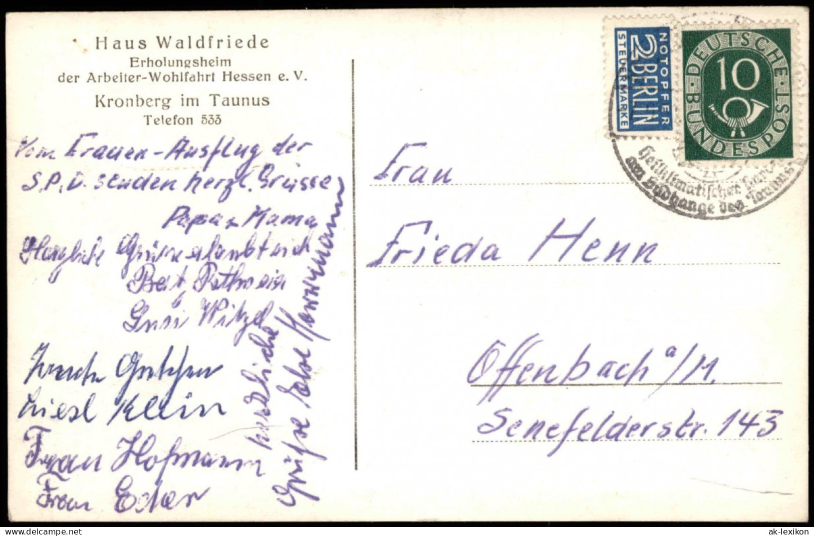 Ansichtskarte Kronberg / Cronberg (Taunus) Haus Waldfriede, Stadt - 4Bild 1952 - Kronberg