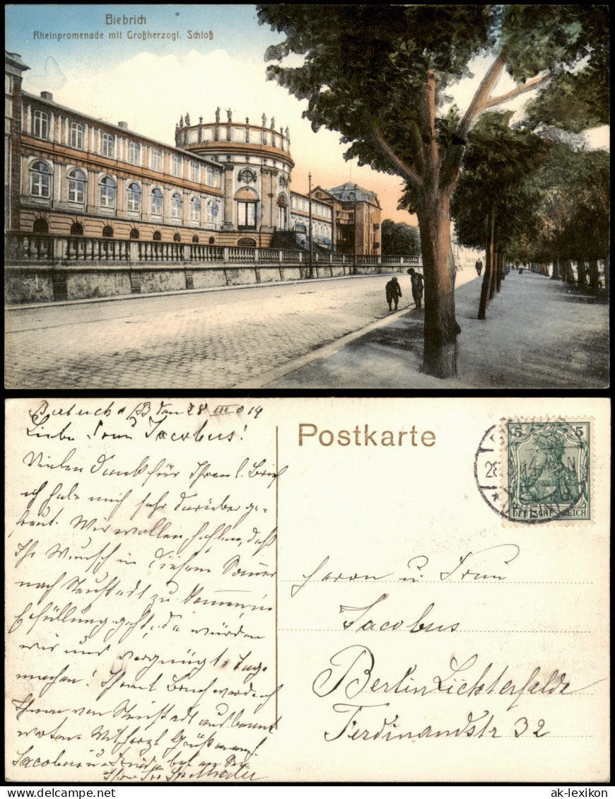 Ansichtskarte Biebrich-Wiesbaden Straßenpartie 1914 - Wiesbaden