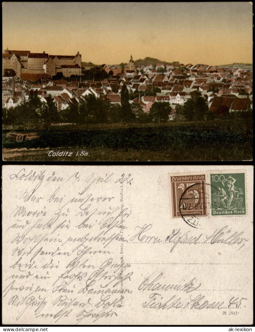 Ansichtskarte Colditz Panorama-Ansicht Ortspanorama 1922 - Colditz