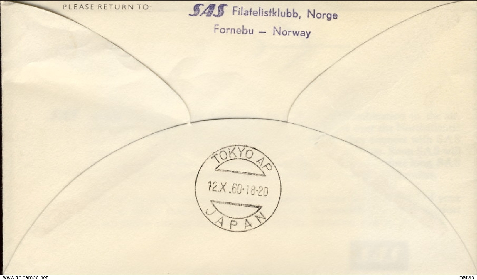 1960-Norvegia I^volo SAS Oslo Tokyo First Regular Polar Jet Flight Dell'11 Ottob - Lettres & Documents