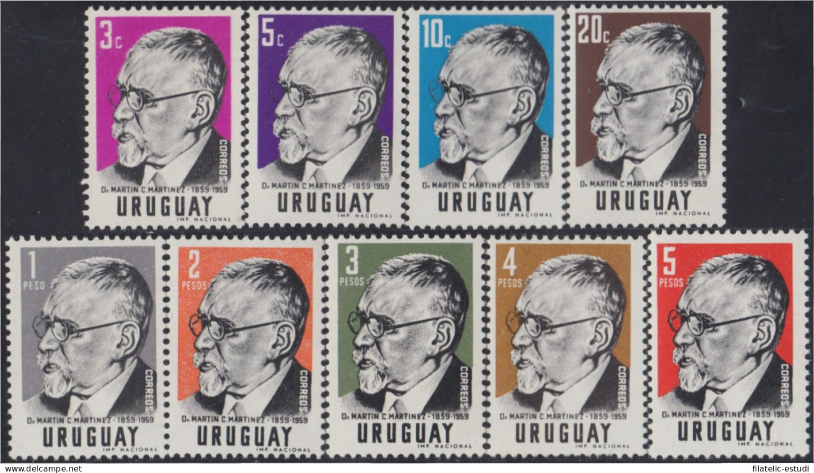Uruguay 669/77 1960 Centenario  Del Nacimiento Del Dr Martin C. Martínez MNH - Uruguay