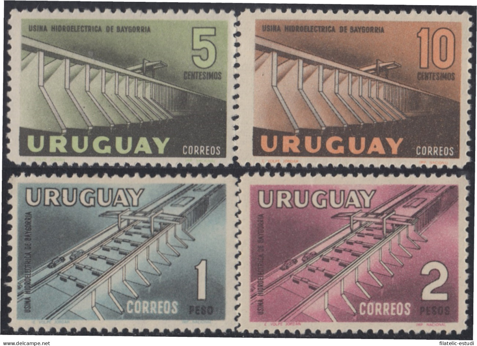 Uruguay 650/53 1958 Inauguración De La Presa Hidroeléctrica De Baygorria MNH - Uruguay