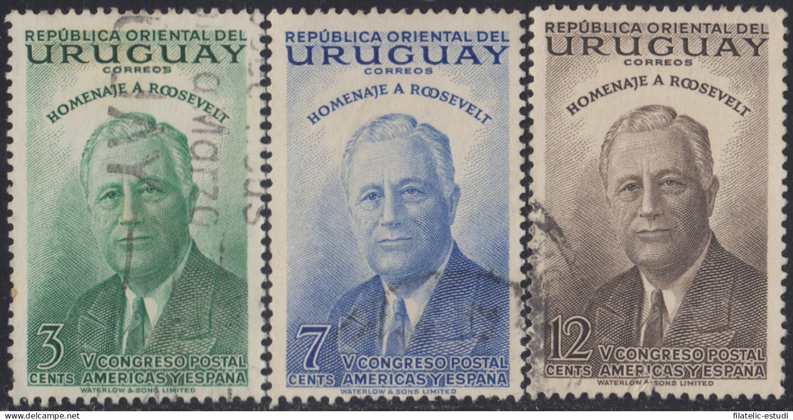 Uruguay 620/22 1953  Homenaje A Roosevelt Usado - Uruguay