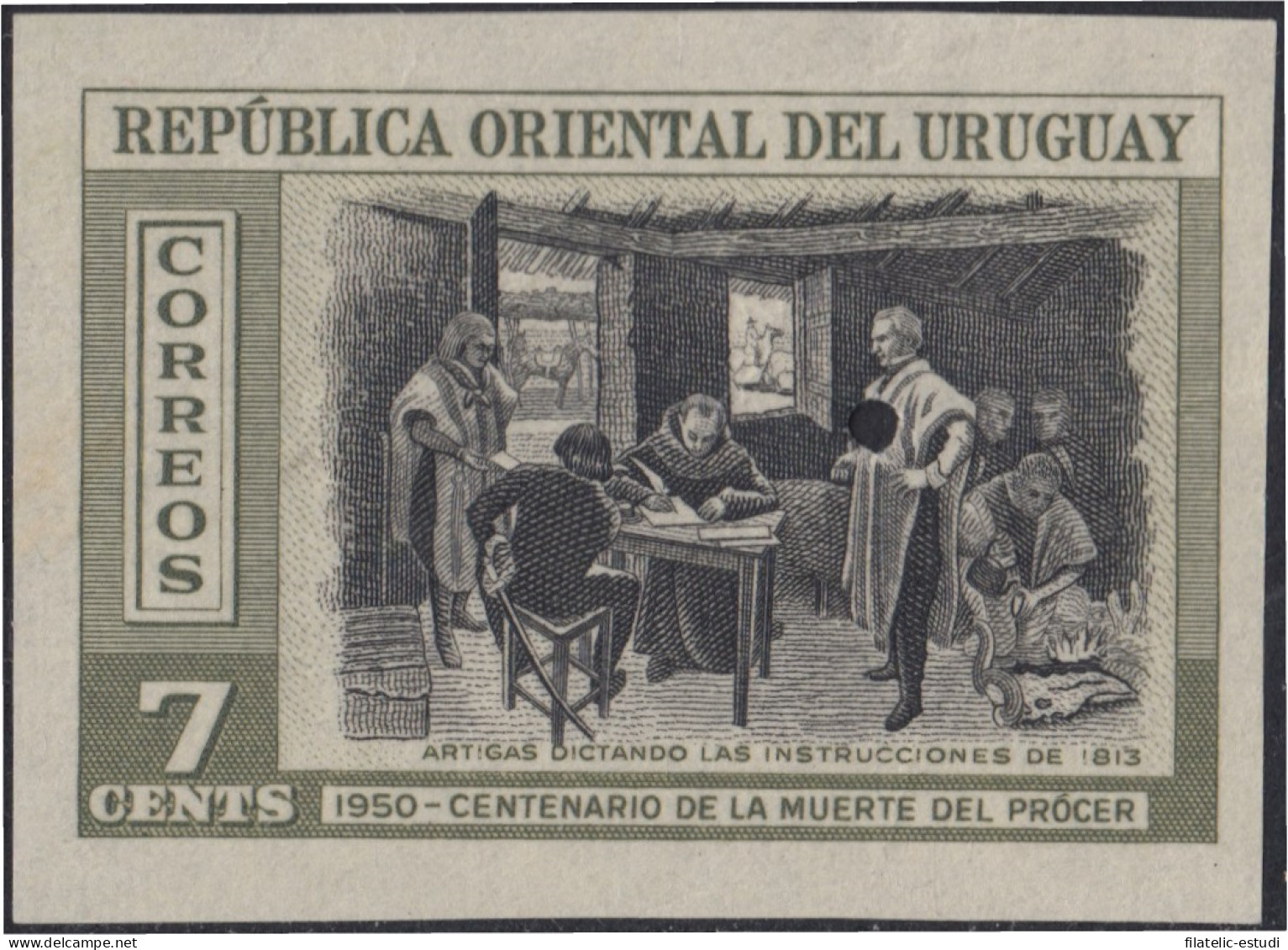 Uruguay 609 1951 Prueba Artigas Centenario De La Muerte Del Prócer - Uruguay