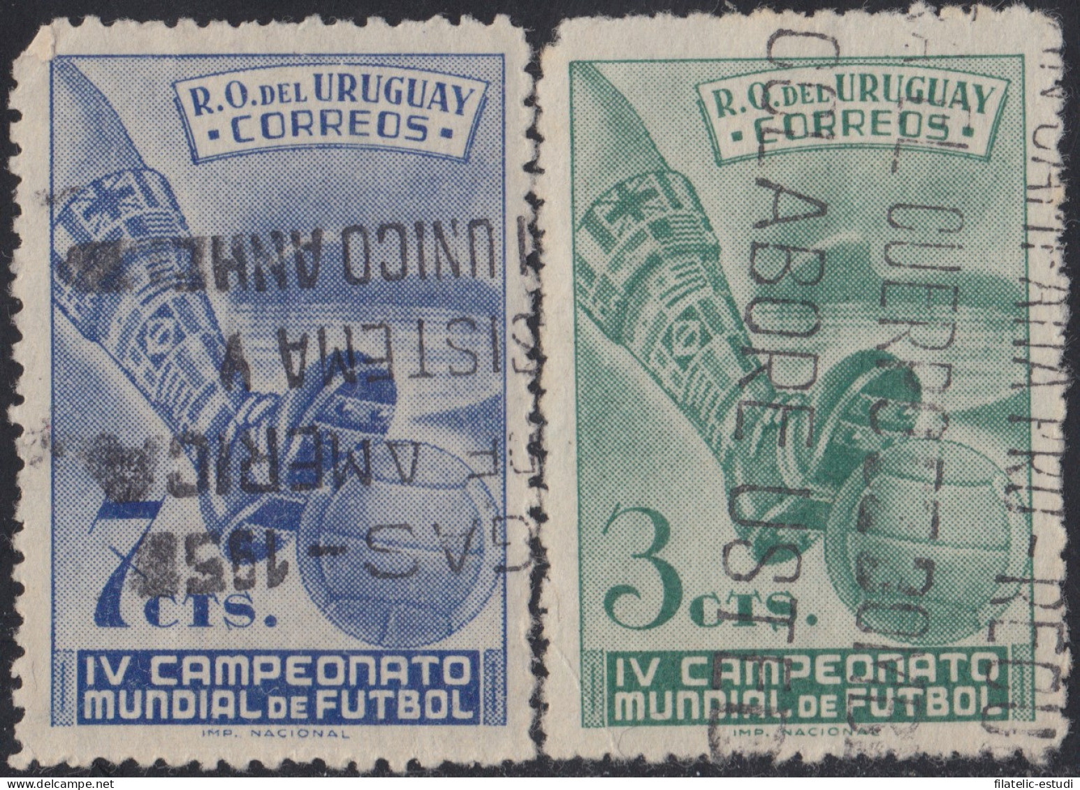 Uruguay 602/03 1951 Cuarta Copa Del Mundo De Fútbol En Río De Janeiro Usado - Uruguay