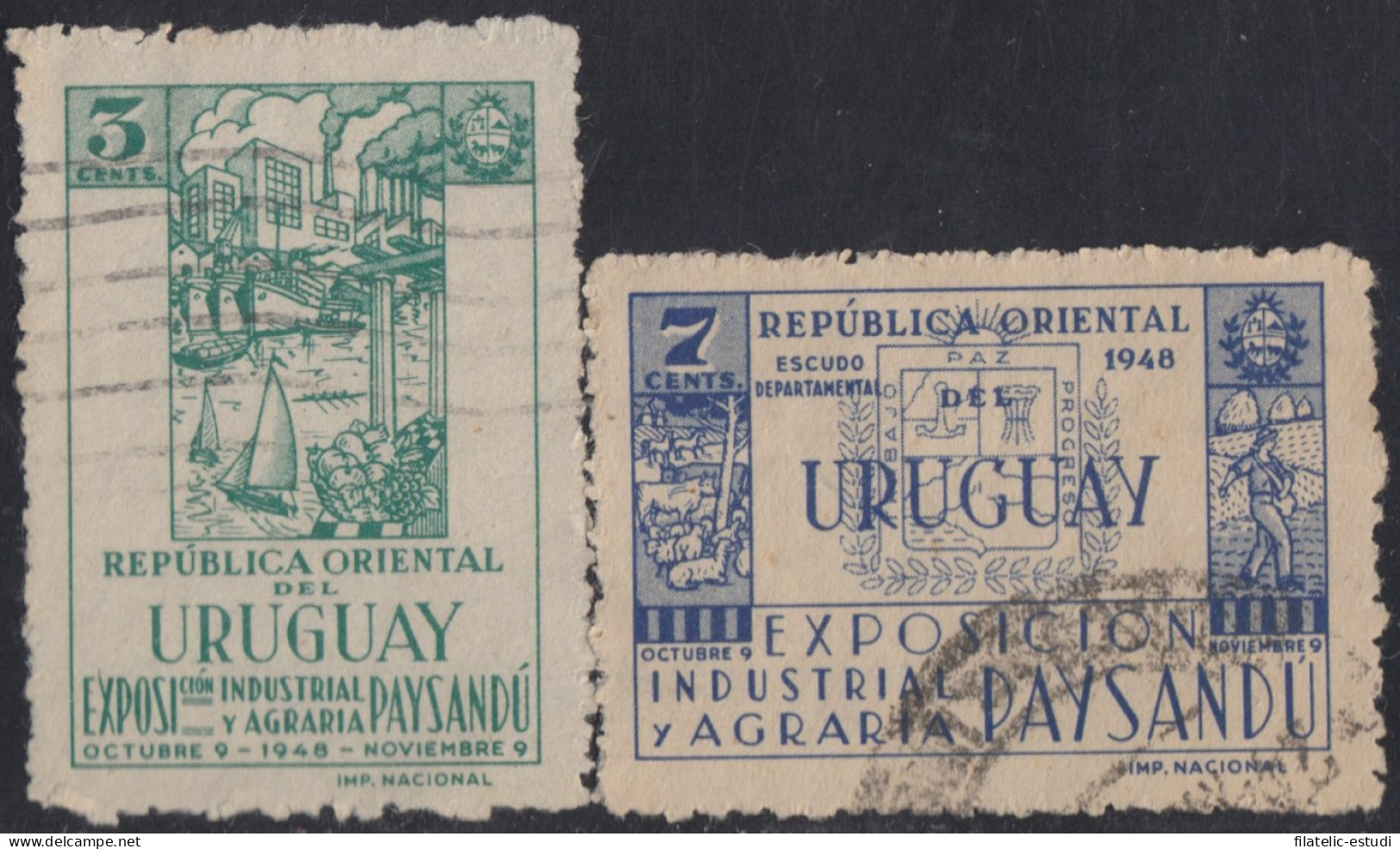 Uruguay 593/94 1948 Exposición De Paysandu Usado - Uruguay