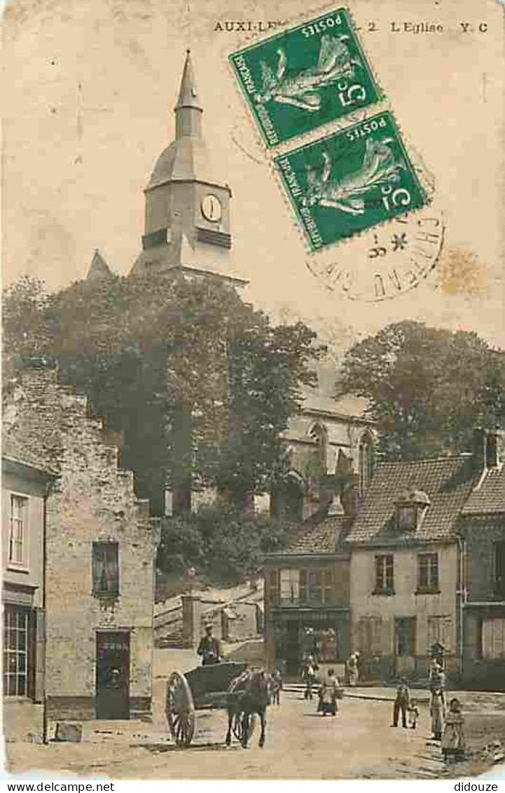 62 - Auxi Le Château - L'Eglise - Cheval Attelé - Animé - Ecrite En 1915 - Carte Abimé En Bas Voir Scan - CPA - Voir Sca - Auxi Le Chateau