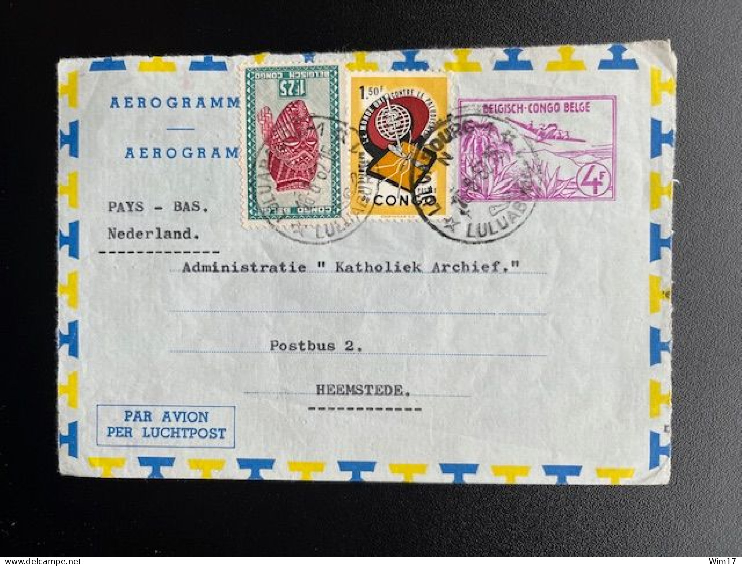 BELGIAN CONGO KINSHASA 1962 AEROGRAMME LULUABOURG TO HEEMSTEDE 16-08-1962 BELGISCH CONGO - Covers & Documents