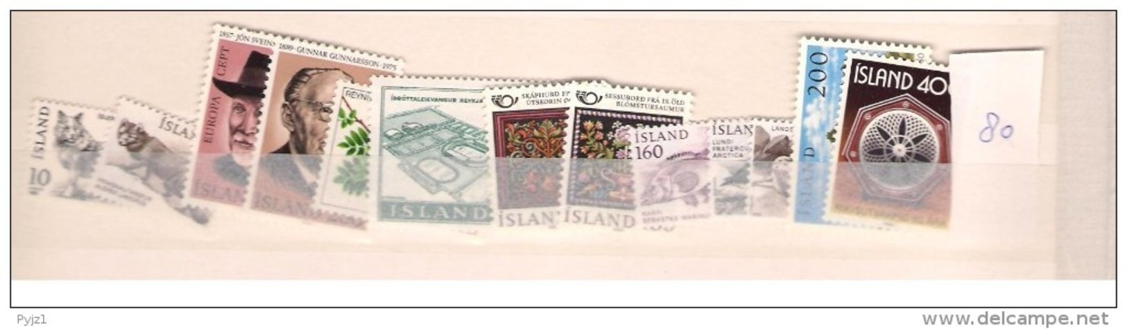 1980 MNH Iceland, Island, Year Complete, Posffris - Komplette Jahrgänge