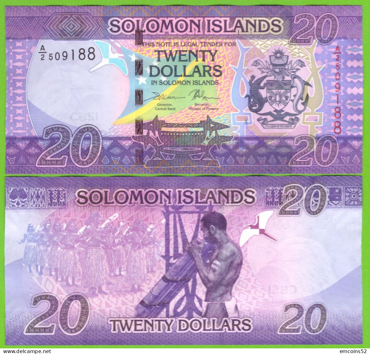 SOLOMON ISLANDS 20 DOLLARS 2017  P-34(1)  UNC - Salomons