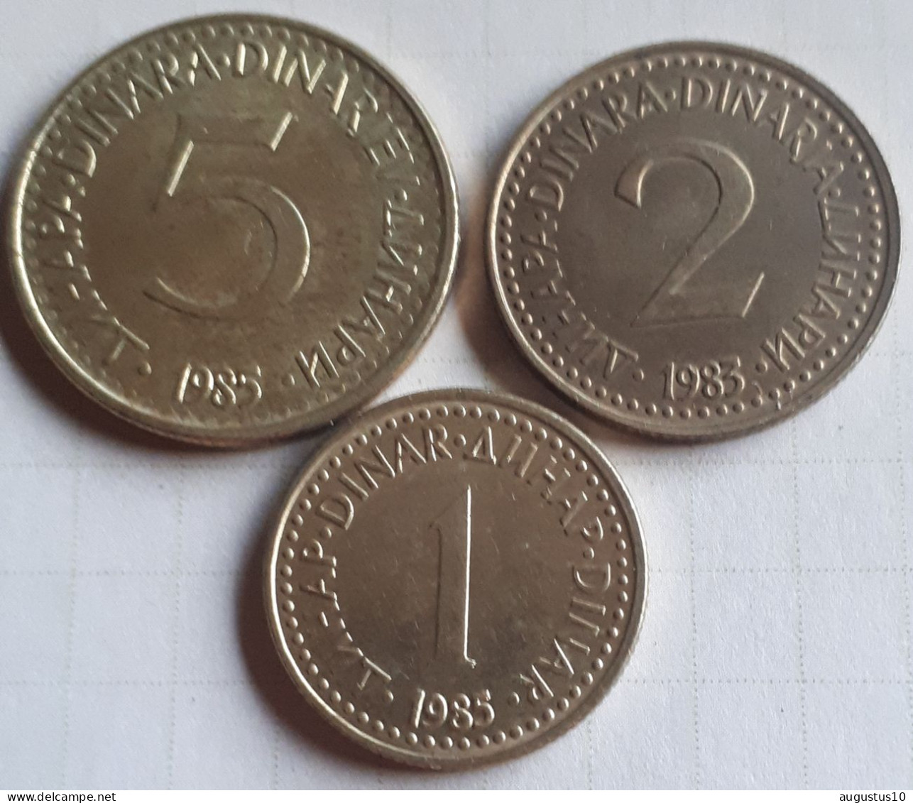 3 X JOEGOSLAVIË : MOOI LOT 2 DINARA 1983 + 1 En 5 DINARA 1985 KM 86 - 87 En 88 Br.UNC - Yugoslavia