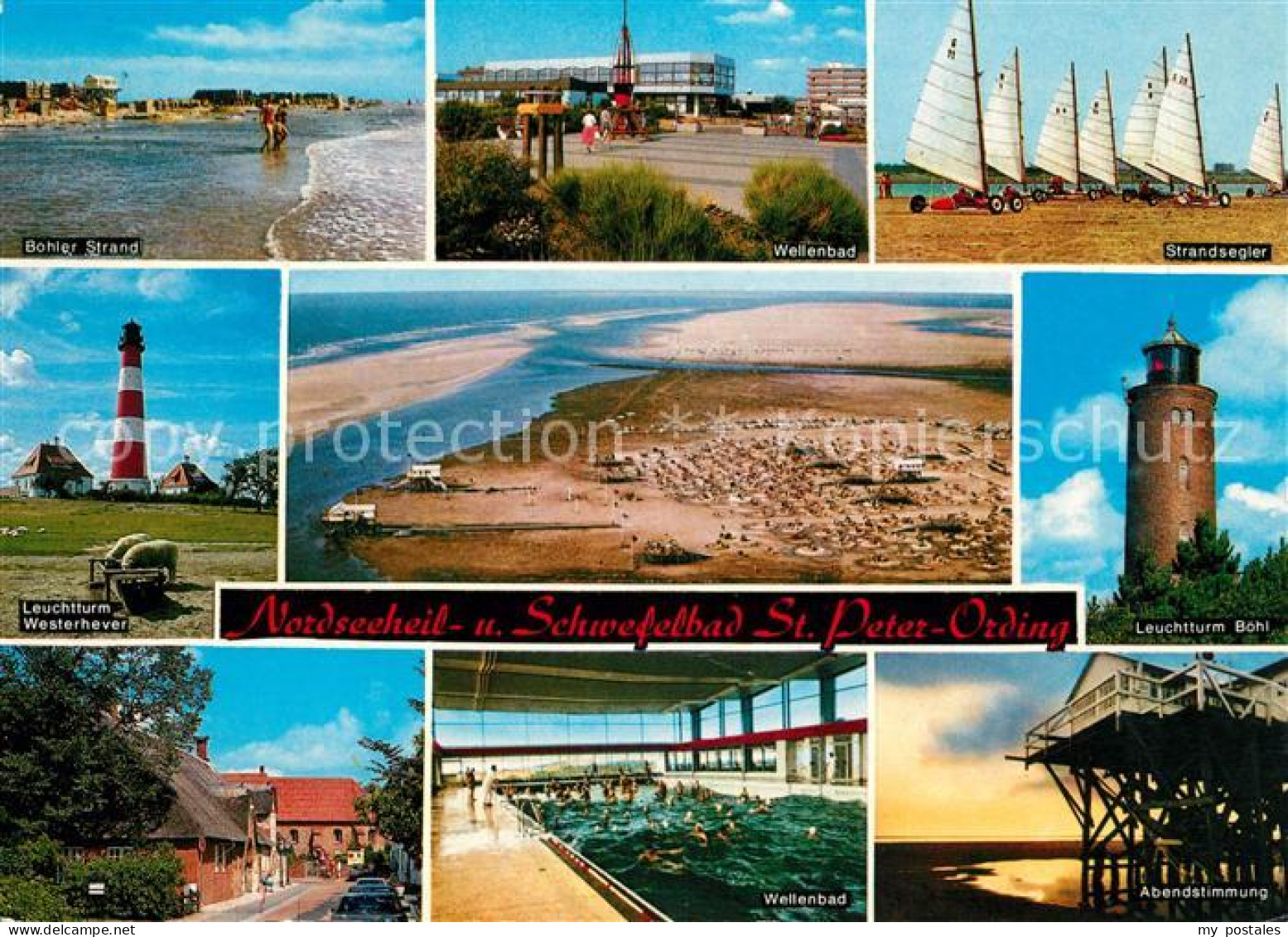 73160319 Peter-Ording St Boehler Strand Wellenbad Leuchttuerme Westerhave Boehl  - St. Peter-Ording