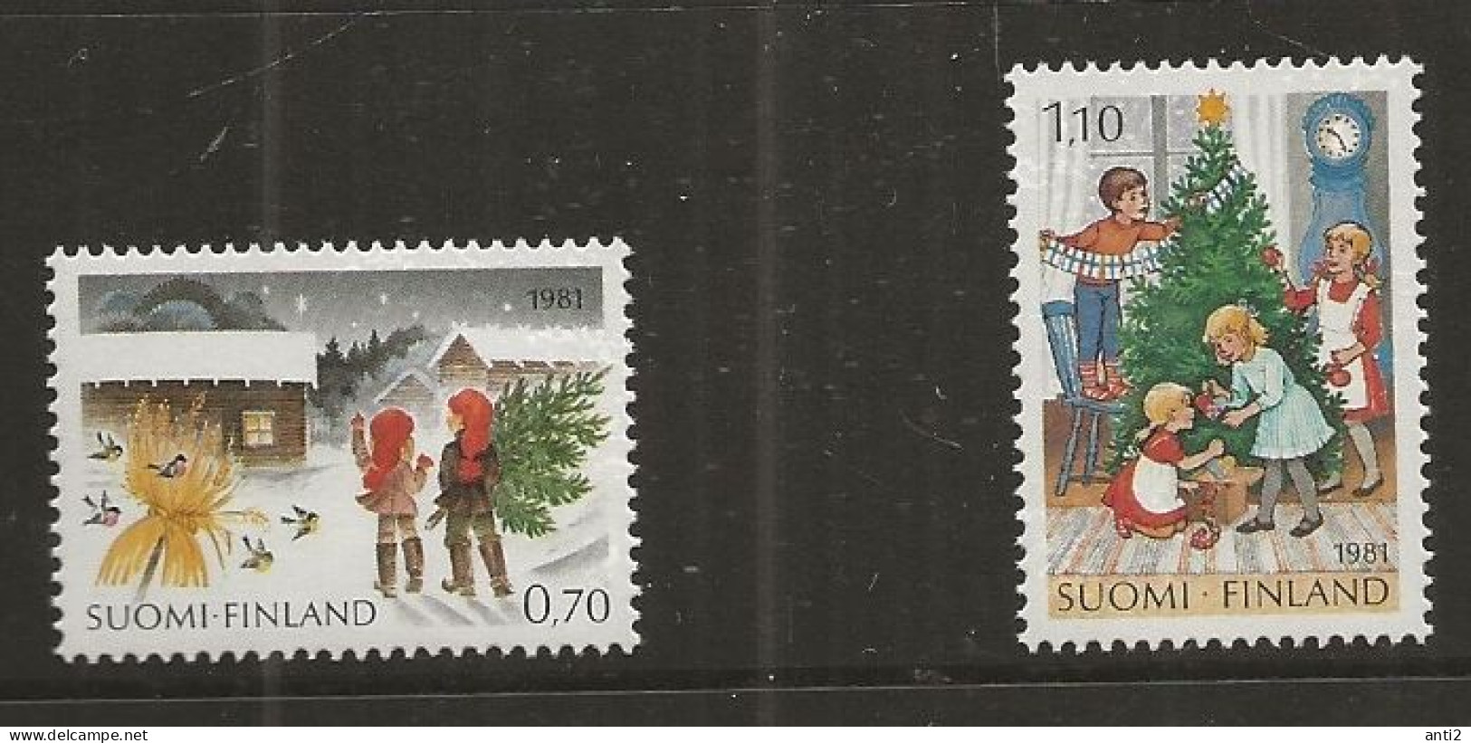 Finland 1981 Christmas,   Children Carry Christmas Tree Home, Children Decorate Christmas Tree,  Mi 889-890 MNH(**) - Used Stamps