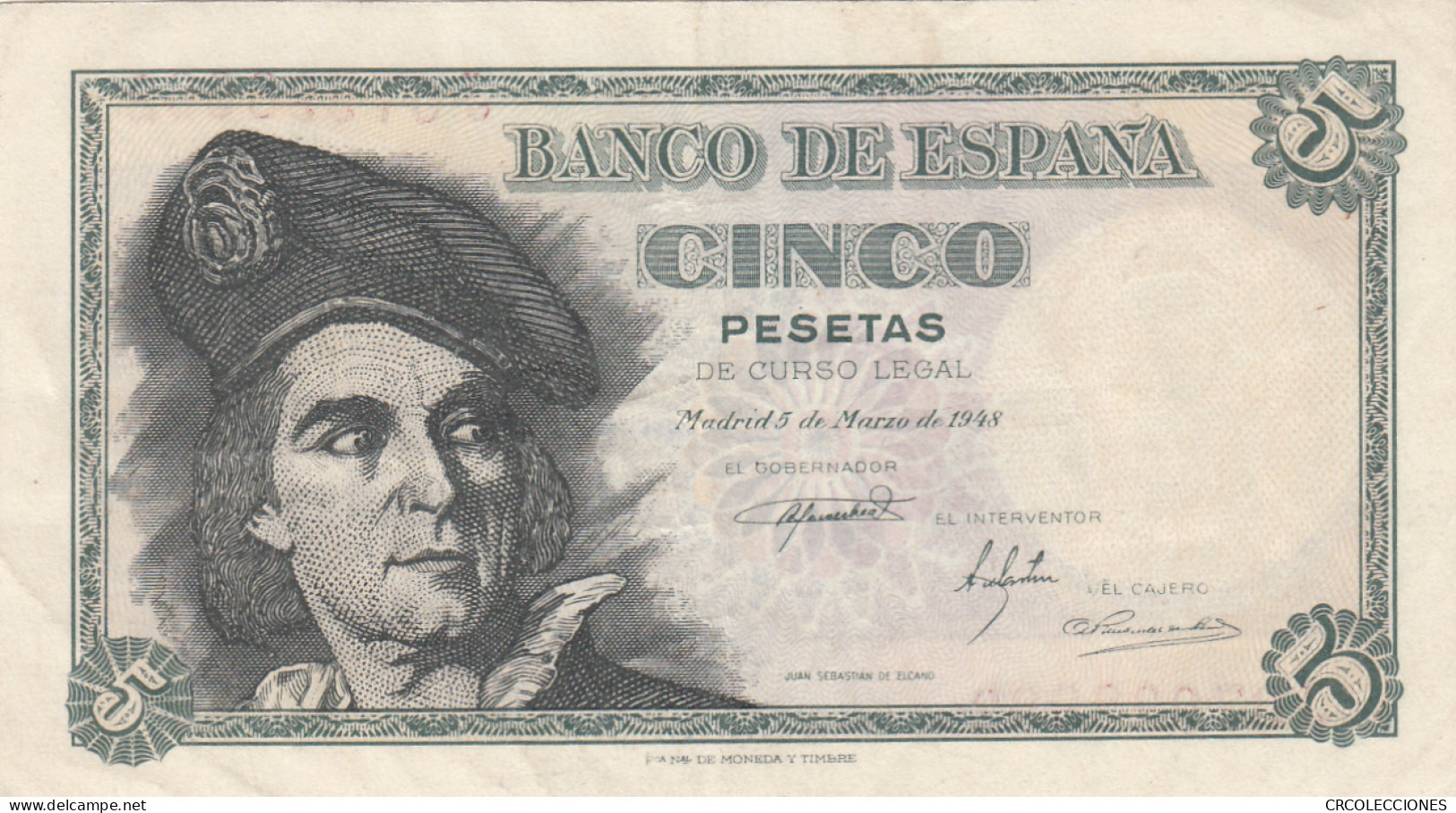 CRBS1100 BILLETE ESPAÑA 5 PESETAS 1948 MBC  - Otros & Sin Clasificación