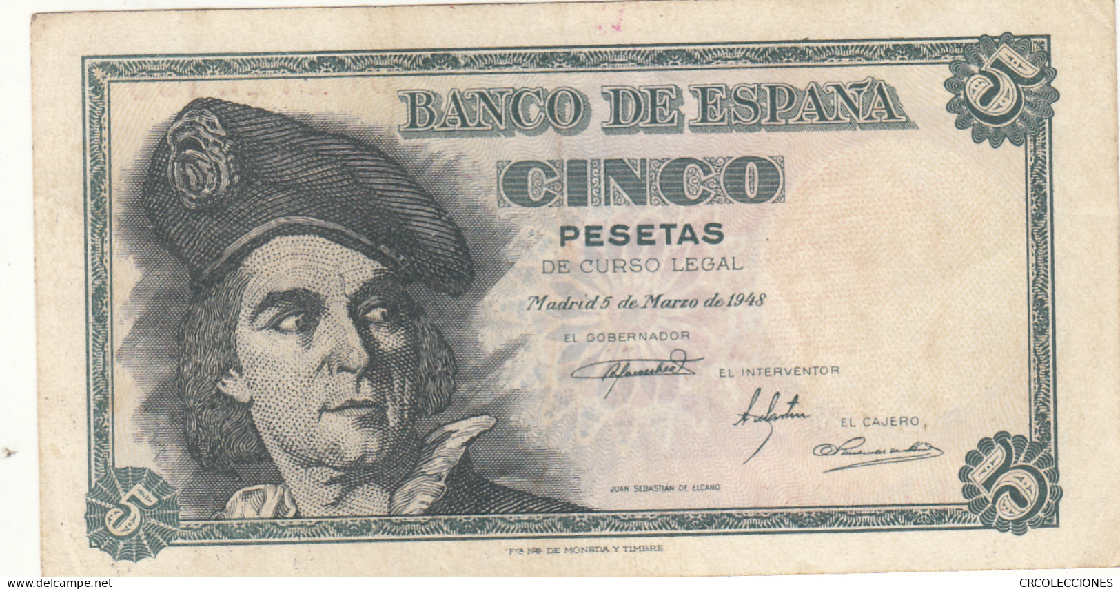 CRBS1098 BILLETE ESPAÑA 5 PESETAS 1948 MBC - Autres & Non Classés